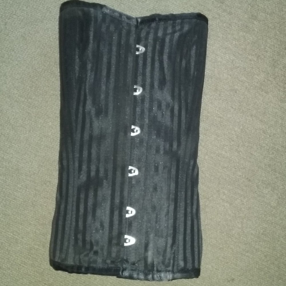 Corset Story Black Jacquard Striped Overbust 38